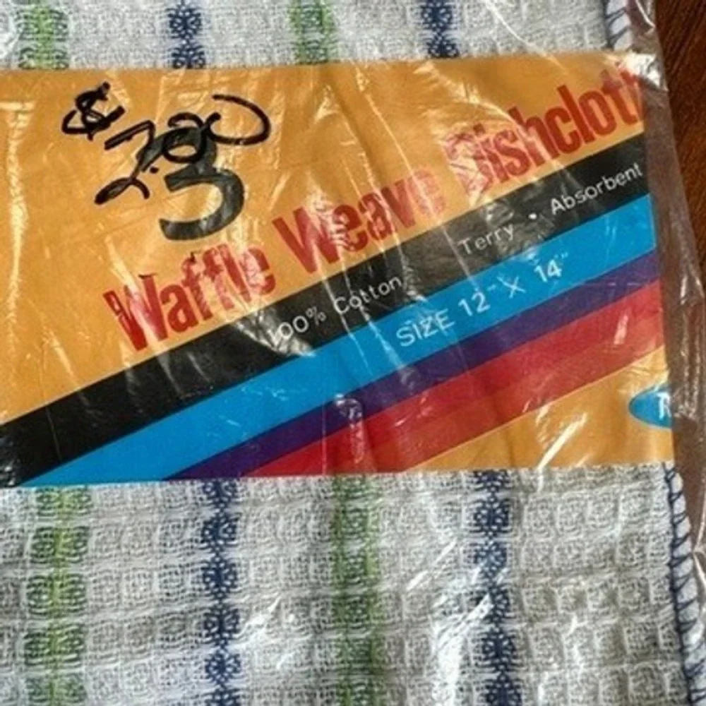 Vintage Waffle Weave Cotton Dishcloths 2 Packs Deadstock Grandmacore Kitsch
